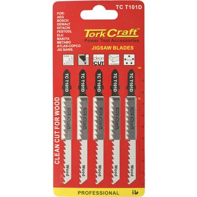 T-shank Jigsaw Blade For Wood 4mm 6tpi 100mm 5pc